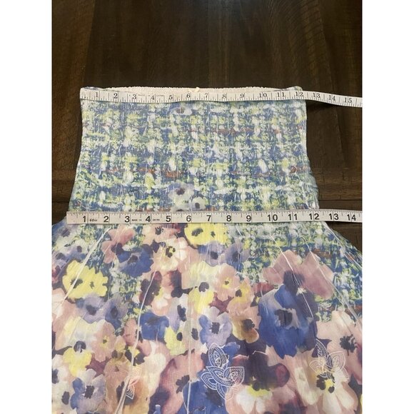 Anthropologie Lapis Blue Floral Smocked Convertible Dress/Maxi Skirt One Size - Picture 4 of 5